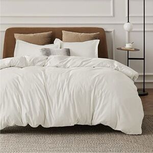 Ivory White Duvet Cover King Size Set